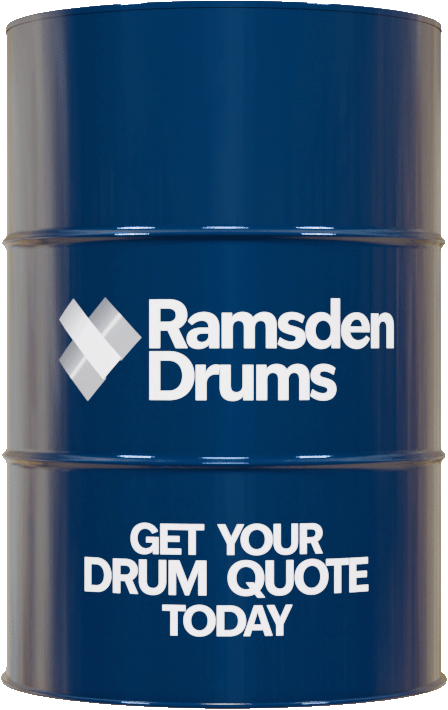 A new blue 205 litre steel drum with screen printed artwork printed on, to demonstrate the printing ability and customisability of the drum product.