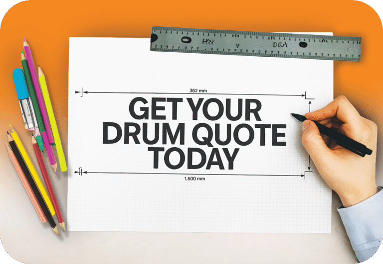 A member of our design team, reviewing a screen design for our branded 205 litre new drums, for customer drum branding.